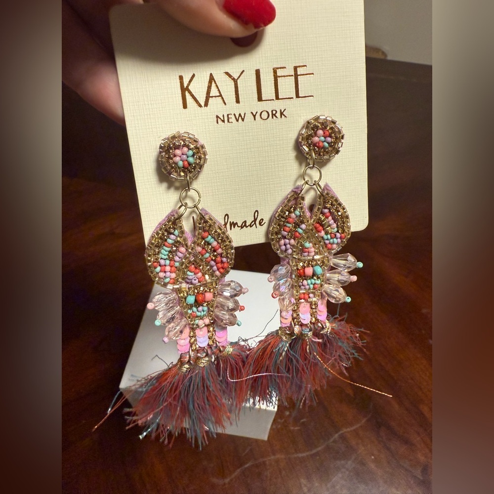 Kay Lee lobster Beaded Tassel Earrings - Picture 3 of 3